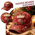 thumbnail image 2 of Basysin Vintage Christmas Print Baseball Cap Adjustable Curved Soft Hat Casual Lightweight Sun Hat Fashion Holiday Pattern Outdoor Headwear for Women Winter Hat, 2 of 5