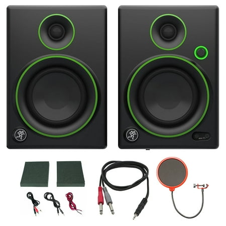 Mackie CR4 Creative Reference Multimedia Monitor (Pair) w/ Pro DJ Bundle Includes, 3-feet 1/8