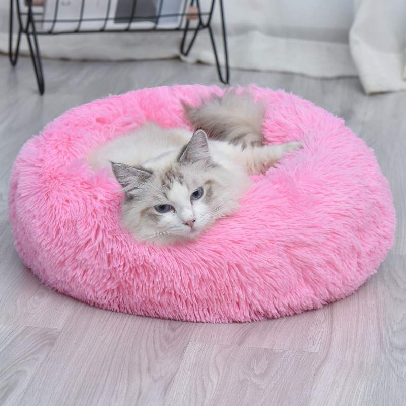 SUPERHOMUSE Luxury Fluffy Pet Bed For Cats Small Dogs Round Cuddler