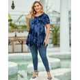 thumbnail image 6 of VEPKUL Short Sleeve T-Shirts for Women Plus size Tops V-Neck Tunic Tops for Leggings T09-DarkBlue_1X, 6 of 7