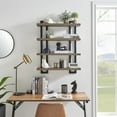 thumbnail image 6 of Danya B. 4-Tier Floating Bracket Wall Shelf - Black Metal and Walnut Finish, 6 of 14
