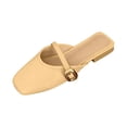 thumbnail image 2 of Women Square Toe Mules Flat Slip On Backless Mary Jane Slides Metal Buckle Casual Summer Shoes, 2 of 5