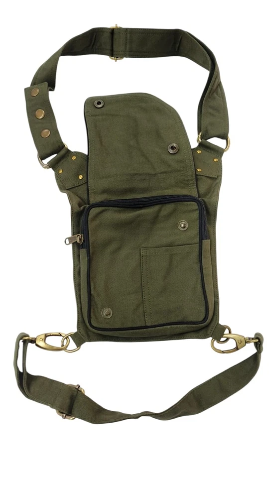 Narayani Crafts Unisex Fanny Pack Utility Waist Bag Cotton Canvas Hip Belt with Pouch Pockets