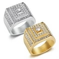 thumbnail image 2 of PAMTIER Men's Stainless Steel Hip Hop Punk Micro Pave CZ Ring Gold Size 12, 2 of 4