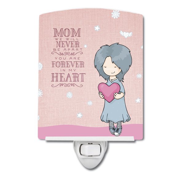 Caroline's Treasures BB5415CNL Mom Forever in My Heart Ceramic Night Light, 6x4x3", multicolor