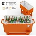 thumbnail image 2 of Ktaxon 80 Qt Rolling Ice Chest Cooler Cart Outdoor Trolley with Storage Shelf, Bottle Opener & Cap Collector for 48 Hour Cold Drinks,Orange, 2 of 6