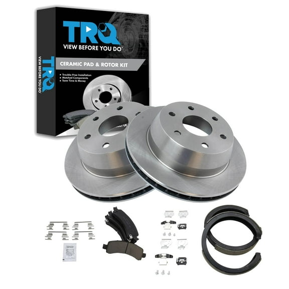 TRQ Rear Brake Pad & Rotor Kit Fits Select 2002-2006 Cadillac 2002-2008 Chevrolet GMC