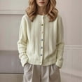 thumbnail image 3 of Kureaily Round Neck Colorful Button Knitted Cardigan Sweater Open Front Long Sleeve Casual Outwear Cozy Lightweight Pullover Top For Daily Wear Womens Cardigan Sweaters, 3 of 5