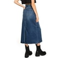 thumbnail image 3 of Risen Jeans Womens Juniors High Rise Midi Denim A Line Skirt (Dark Denim, Medium), 3 of 5