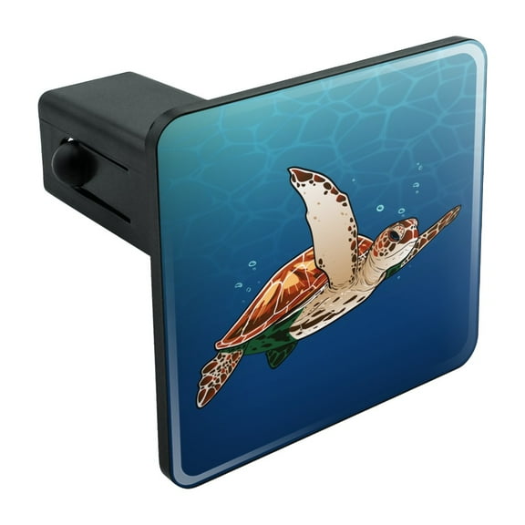 Sea Turtle Swimming in Ocean Tow Trailer Hitch Cover Plug Insert
