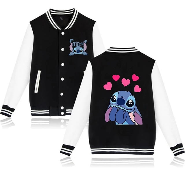 Sudadera con capucha de Disney Stitch de los 90 para hombre y mujer, sudadera de béisbol, chaquetas Harajuku para niños y niñas, ropa de calle, abrigos universitarios Y2k