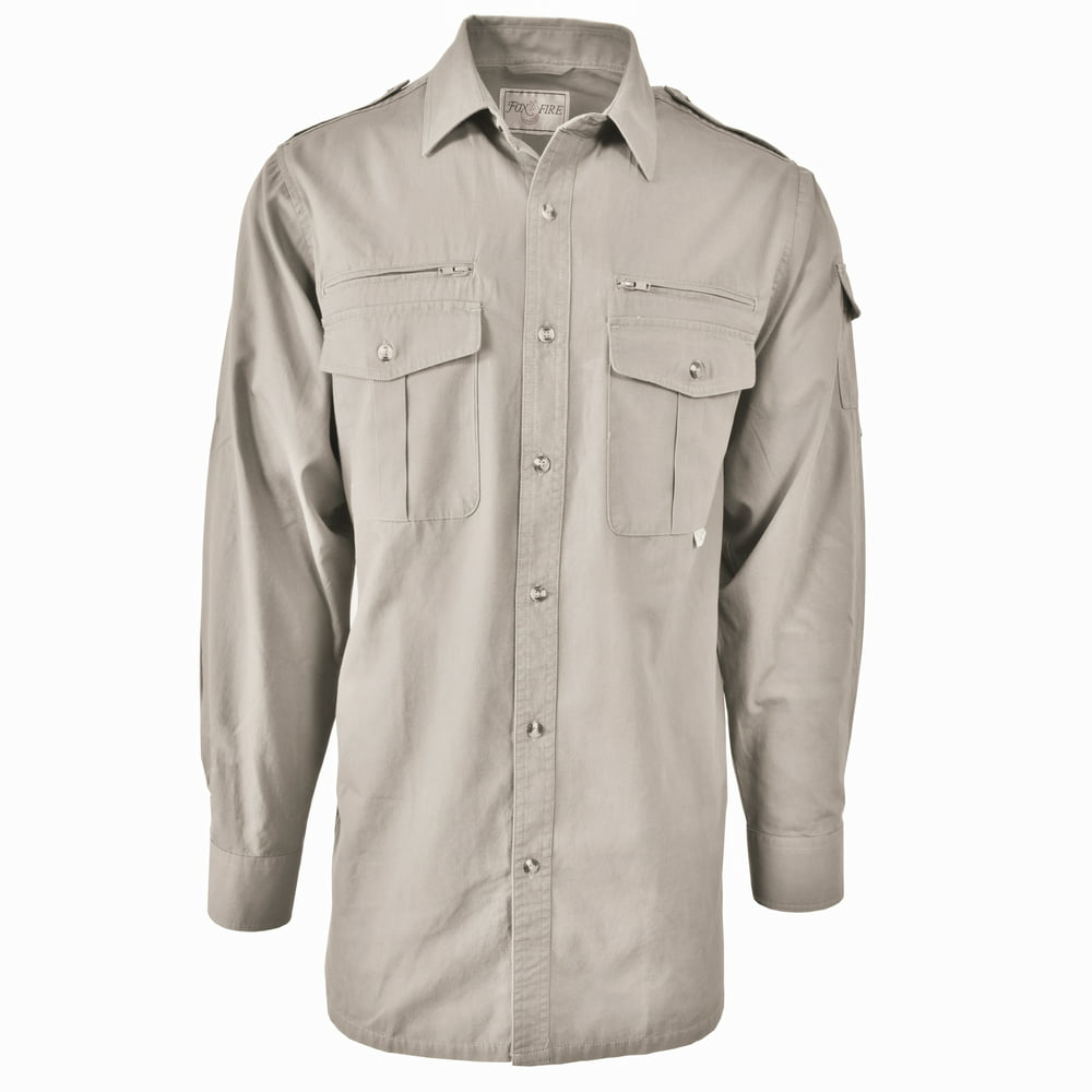 Foxfire - Foxfire Mens Long Sleeve Safari Shirt | Stone XX-Large ...