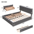 thumbnail image 6 of Bellemave Queen Size Platform Bed with 2 Storage Drawers and 1 Twin XL Trundle, Wooden Upholstered Queen Bed with Linen Fabric for Bedroom (Drak Gray), 6 of 9