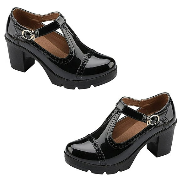 Miangastore 1 Pair of Round Head High-heeled Shoes Waterproof High Heels Women Shoes