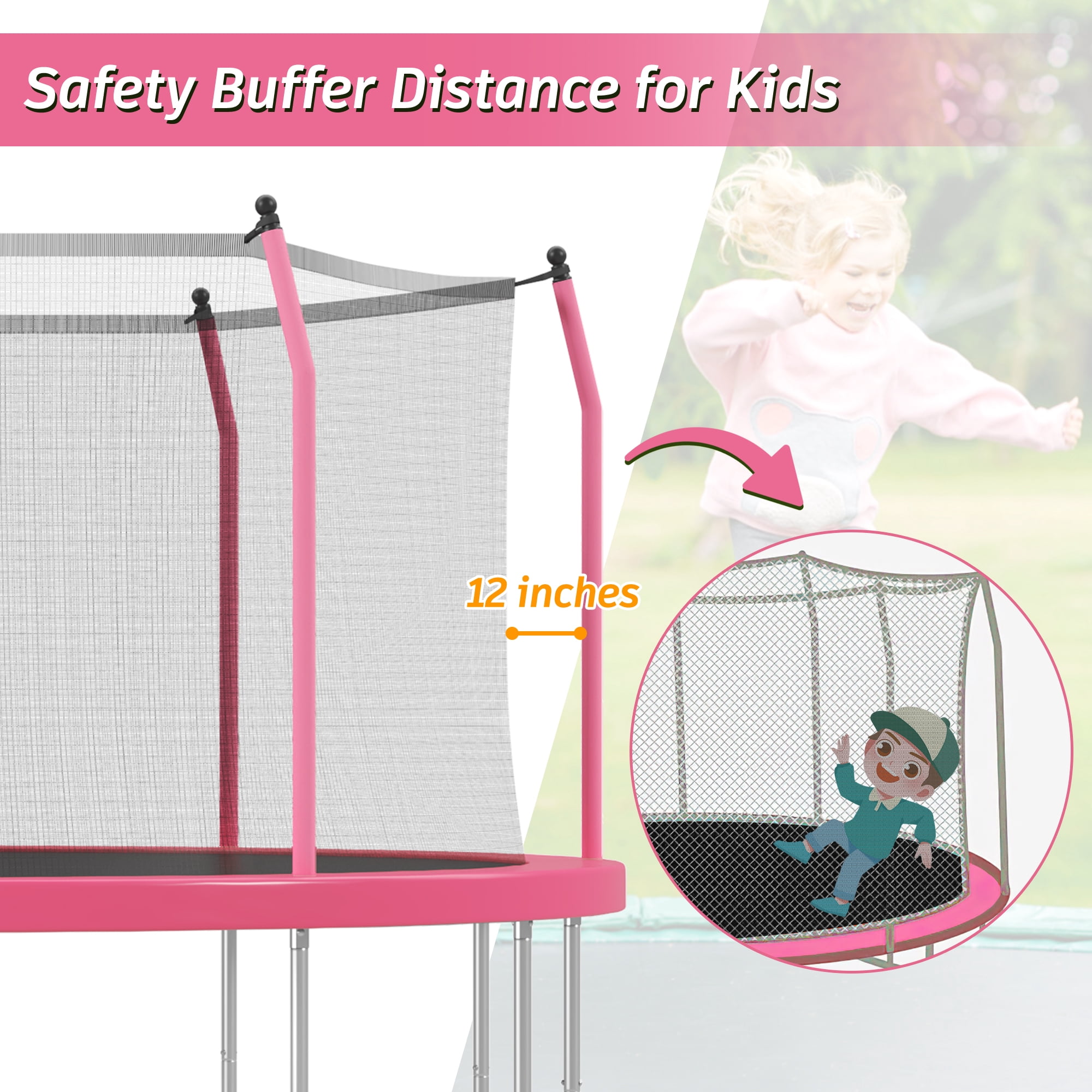 EUROCO 16FT Trampoline with Enclosure Net for Kids and Adults, 1500LBS Backyard Outdoor Large Tranpoline