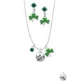 thumbnail image 2 of Delight Jewelry Silvertone Good Luck Disc with Cutout Four Leaf Clover Green Shamrock Necklace and Clover Earrings Jewelry Set, 2 of 5
