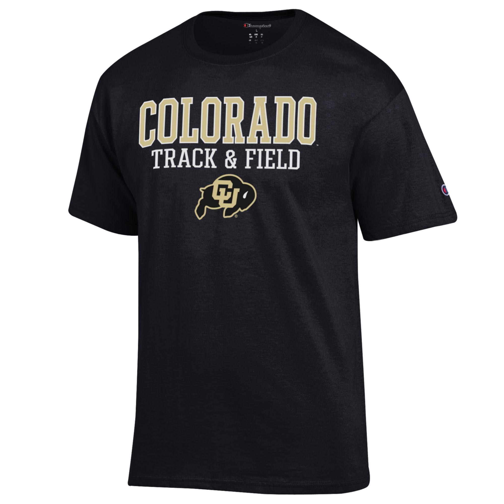 Men's Champion  Black Colorado Buffaloes Track & Field Stack T-Shirt