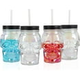 thumbnail image 6 of Servette Home 18oz Tumbler with Reusable Straw and Leakproof Lid Glass Skull Cup - Irridescent, 6 of 6