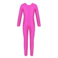 thumbnail image 2 of Runhomal Kid Girls Long Sleeve Round Neck Unitard Catsuit Full Bodysuit Jumpsuit Gymnastics Exercise Rose L, 2 of 4
