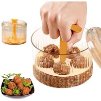 Meatball Press Maker With Container: Meat Baller Maker Cooking Tools, Kitchen Extruded Meatball Maker Tool, DIY Easy Meatball Maker Mold Set, Mince Freezer Storage (Yellow)