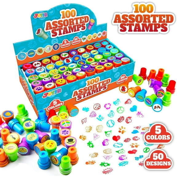 Joyin Assorted Stamps for Kids with 50 Designs (100 Piece Set)