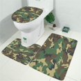 thumbnail image 2 of Green Brown Camo Classic Pattern Bathroom Rugs Sets 3 Piece,Toilet Cover Set,Absorbent Non Slip Bathroom Mats Sets with U-Shaped Contour Rug Toilet Rug Set, 2 of 5