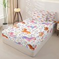 thumbnail image 3 of Manfei Kawaii Dachshund Zipper Queen Comforter Set with Fitted Sheet and 2 Pillowcases, Cartoon Wildflower Zipper Bedding Set, White, Reversible, 4 Pieces, 3 of 7