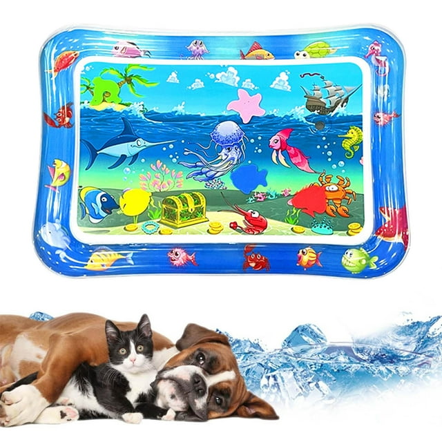 Decoración del hogar, tapete de juego acuático, tapete de juego con sensor de agua grueso para gatos, tapete de juego sensorial de agua con peces para mascotas, tapete de juego con sensor de agua para