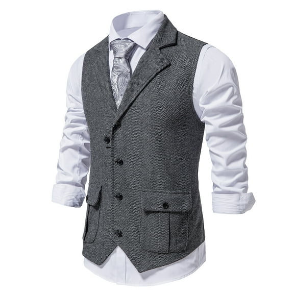 Men's Slim Fit Suits Vest Herringbone Tweed Vest Formal Vest Dress Western British Wedding Wasitcoat Business Groom's Wear Suit for Wedding Groomsmen