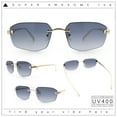 thumbnail image 2 of Gangster Rimless Geometric Narrow Rectangle Jaguar Hustler Sunglasses Gold - Smoke, 2 of 8