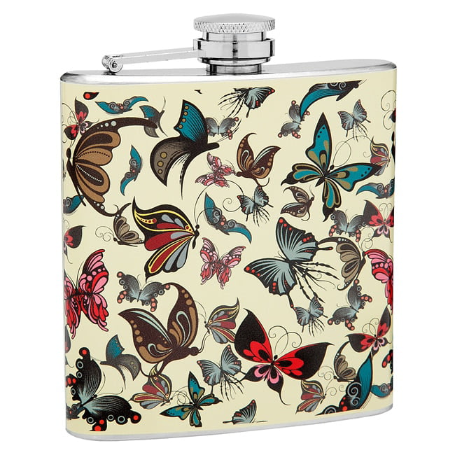 8oz Butterfly Hip Flask  butterfly two 