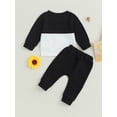 thumbnail image 5 of Elippeo Baby Boys Pants Set 6M 12M 18M 24M 3Y  Long Sleeve Crew Neck Contrast Color Sweatshirt with Elastic Waist Sweatpants Infant Clothes, 5 of 10