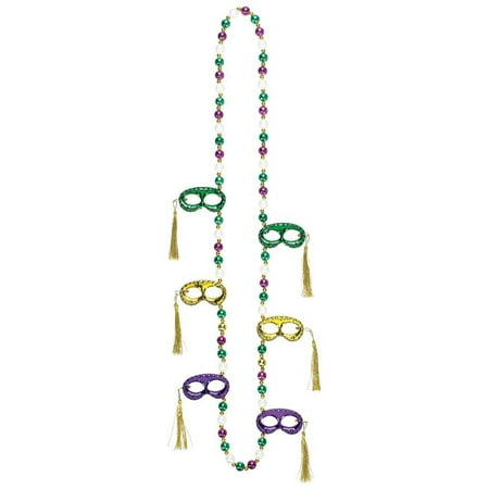 Mardi Gras Mask Adult Holiday Party 36 Inch Plastic Necklace