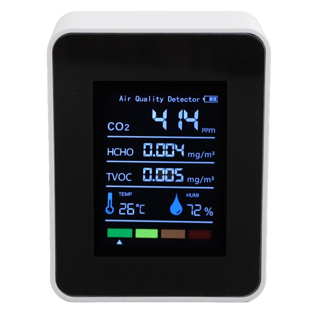 Smart Air Quality Monitor, CO2 TVOC HCHO Humidity Temperature 5 in 1, Air Quality Tester Meter, Portable Air Quality Detector for Indoor