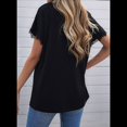 thumbnail image 4 of Blusas de Verano con Ribete de Encaje para Mujer, Cuello en V, Corta, Blusas, Camisetas Básicas Informales, Color Negro, Talla S, 4 of 6