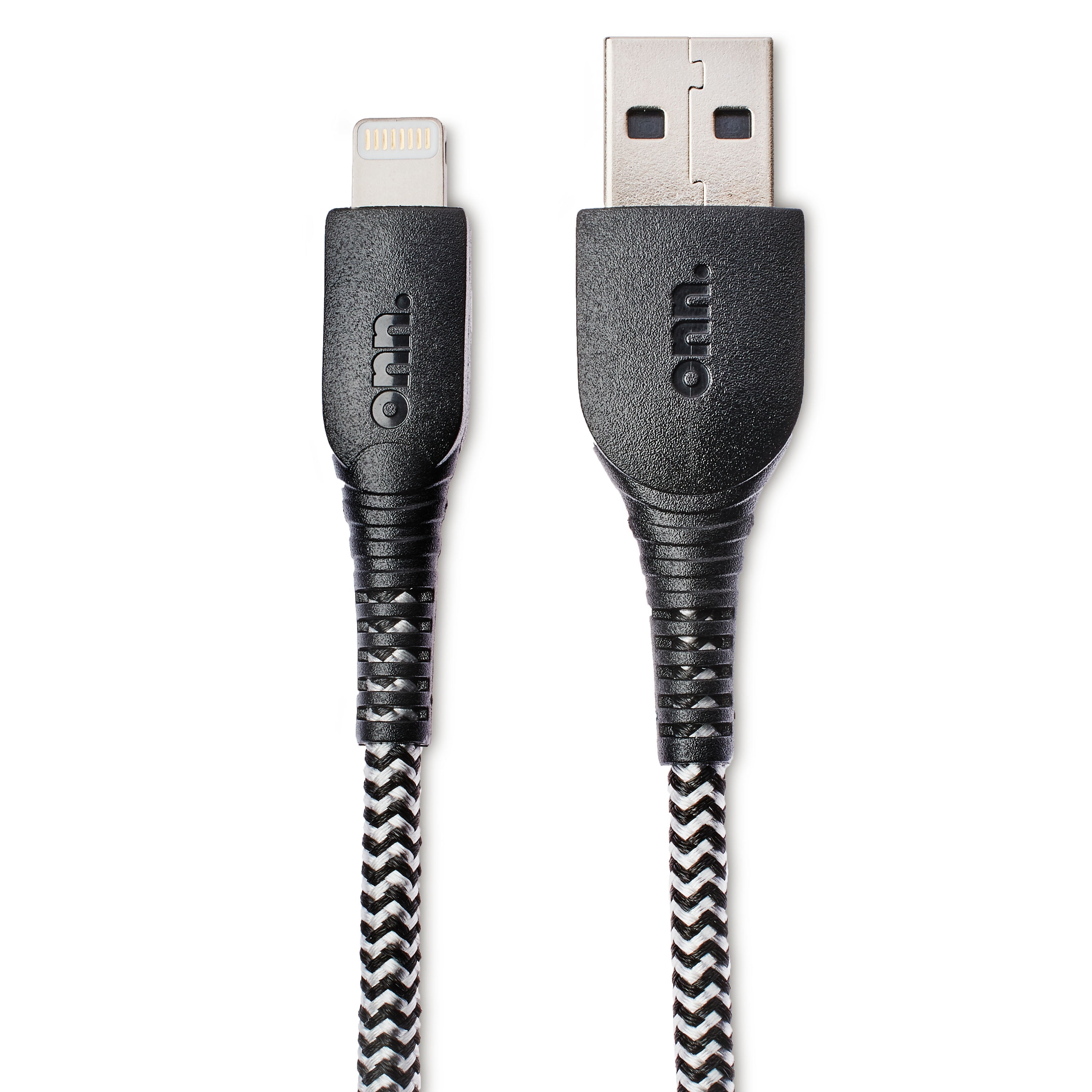 onn. Lightning to USB Cable, Black Chevron, 6'