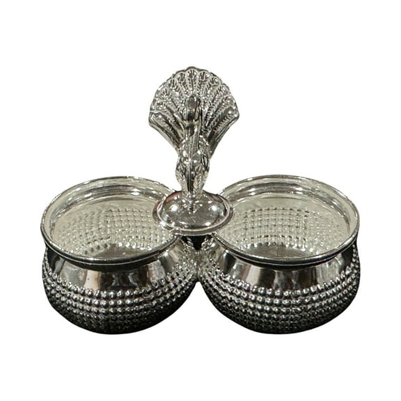 925 Sterling Silver 2.5x1.25 inch Hallmarked Kumkum / Puja Two bowl set - 2.5x1.25x2 Style #01