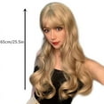 thumbnail image 3 of MUAXDA 25 In Women's Long Wavy Wig With Bangs Blonde Chemical Fiber Long Curly Hair Head Covers, 3 of 6