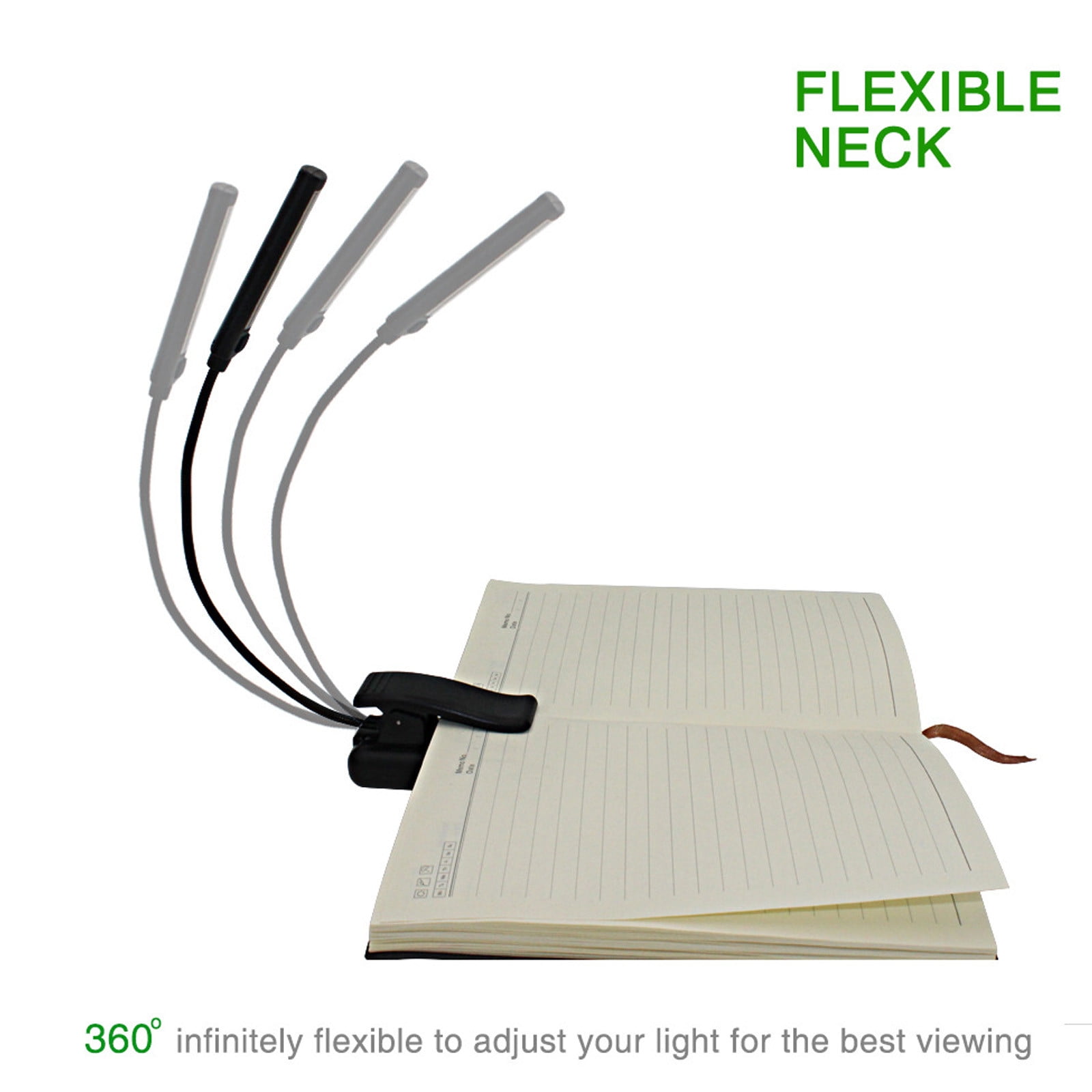 Lampe Livre LED Rechargeable - Éclairage Lecture Nuit - 3 Couleurs - Intensité Variable - Clip Transparent - 4