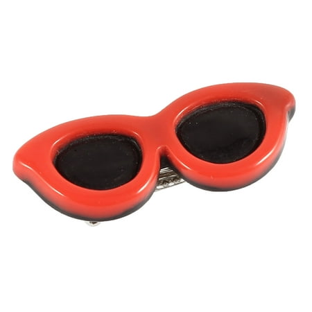 Pets Portable Red Black Sunglasses Shape Metal Barrette Hairclip Hair Clip