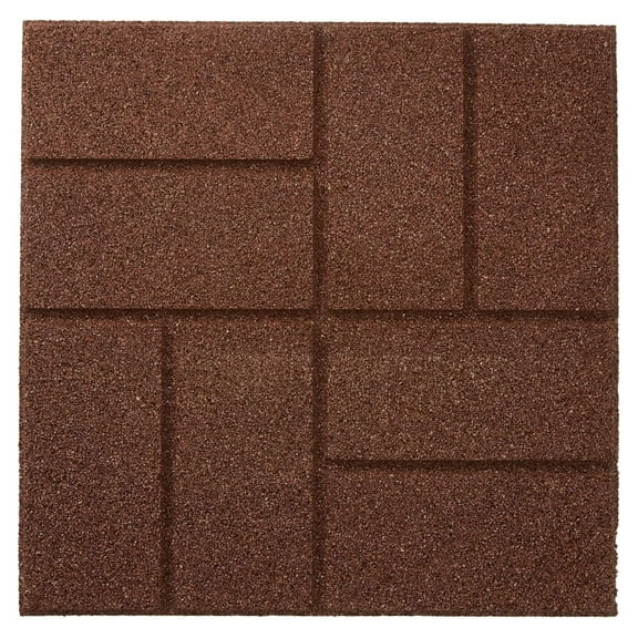 Dual Sided Rubber Paver Tile - 16" X 16" X 3/4" (Brown, 8 Tiles)