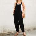 thumbnail image 2 of Women's Jumpsuit Women's Sleeveless Overalls Jumpsuit Casual Solid Summer Wide Leg Bib Pants Bottons Jumpsuit Romper With Button Pockets, 2 of 9