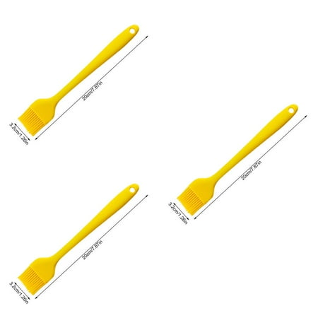 

3pcs Silicone Basting Brush Pancake BBQ Oil Brush Heat Resistant Pastry Butter Cooking Baking Tool Yellow