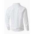 thumbnail image 4 of OIOLOYJM Mens Shirts 2026 Casual Linen Button Up Shirts Summer Long Sleeve Lapel Collared Relaxed Fit T-Shirts Dressy Vacation Clothes White 3XL, 4 of 5