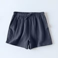 thumbnail image 2 of Breathable Cotton Linen Shorts-Women Mid Elastic Waist Short Classic Fit Pants Solid Color Casual Shorts Drawstrings Pant Lightweight Comfort Lounge Shorts, 2 of 6
