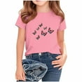 thumbnail image 2 of Awdenio Kids Girls Flag Butterflies Print Short Sleeve T-Shirt, Crew Neck Casual Tee ,Soft Top in Multi-Colors,for Patriotic Events and Everyday Wear,Size2-13, 2 of 4