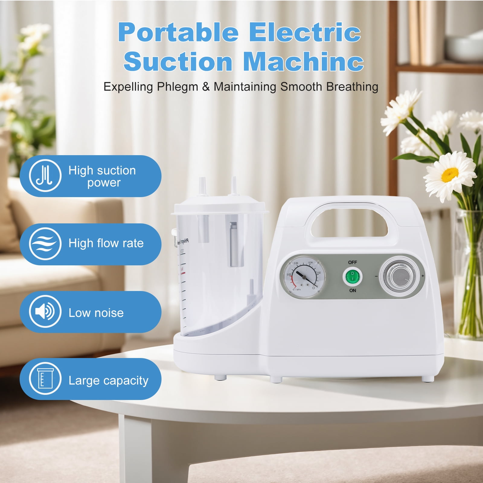 Electric Suction Machine for Home Use, Negative Pressure Suction Device for Elderly,, Children