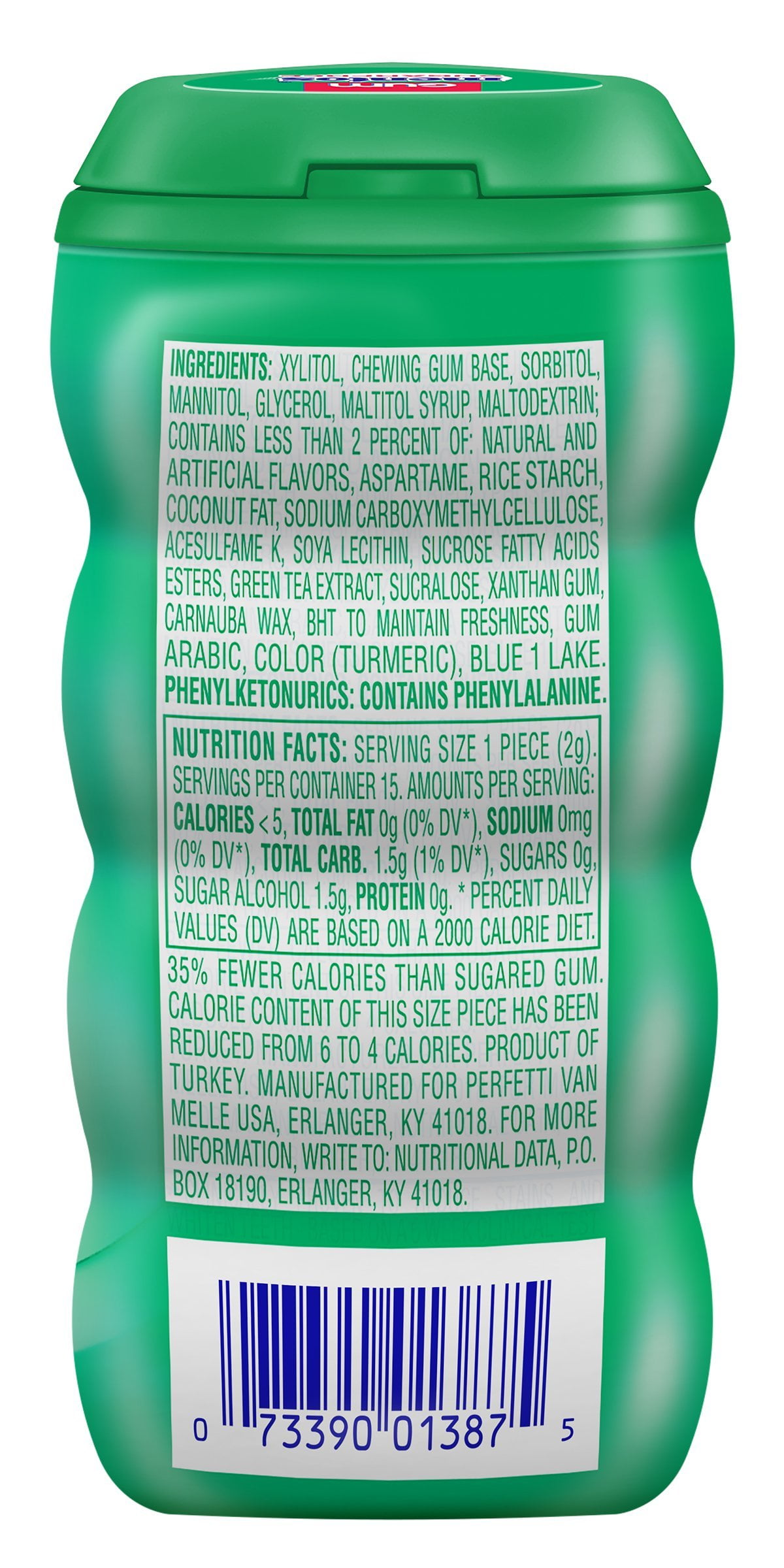 Mentos Pure Fresh Sugar-Free Chewing Gum with Xylitol, Spearmint, 15 Piece Bottle (Bulk Pack of 10)