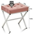 thumbnail image 5 of Tcbosik Soft Pink Upholstered Ottoman - 17" Velvet Tufted Vanity Stool with X-Shaped Metal Legs, 300LBS Capacity Footrest for Home Decor & Living Space, 5 of 6