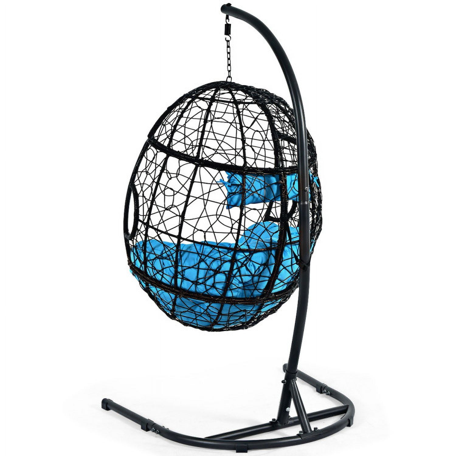 Aimee Lii Hanging Cushioned Hammock Chair with Stand, Patio Swing Chair, Blue